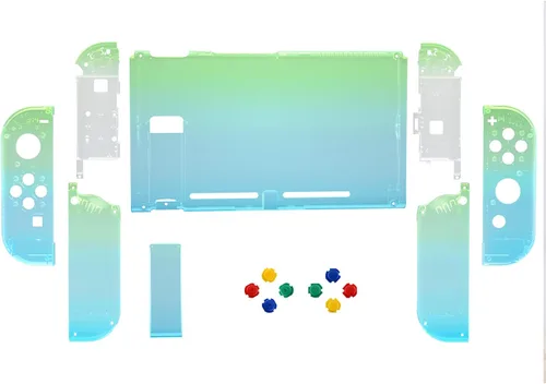Vista 2 de eXtremeRate Placa trasera para consola Nintendo Switch, carcasa del controlador de mano NS Joycon con botones coloridos, carcasa de repuesto
