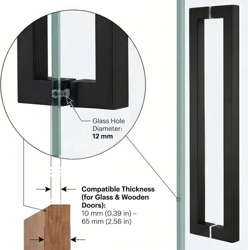 Vista 3 de TOGU TG-R3030 - Manija de puerta de acero inoxidable 304 de acero inoxidable 304 con forma cuadrada/rectangular sólida de 0.047 in de grosor