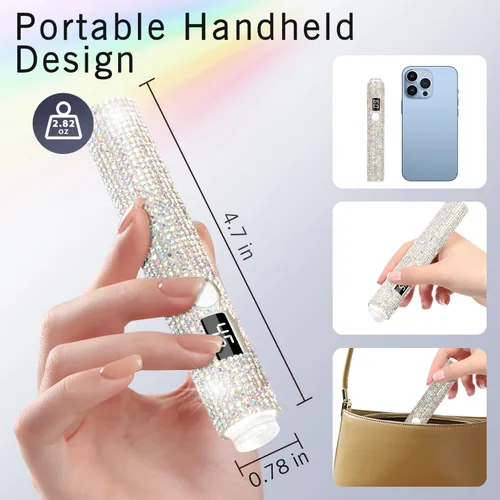 Vista 5 de Luz UV de mano para uñas de gel, mini luz UV con purpurina, lámpara de uñas portátil inalámbrica para secado rápido, lámpara LED recargable