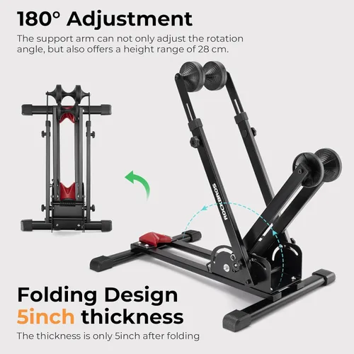 Vista 5 de ROCKBROS - Soporte para bicicleta 2 en 1, vertical u horizontal para ruedas de 20 a 29 pulgadas Foldable design saves space in garages and