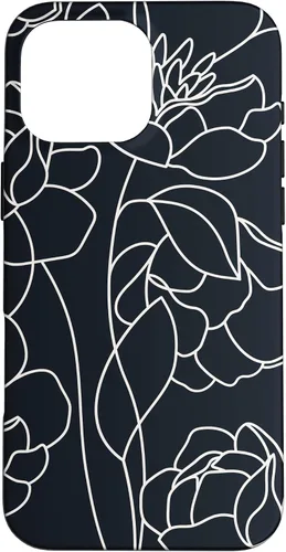 Vista 19 de iPhone 16 linda peonía rosa flor estética dibujo abstracto línea arte caso