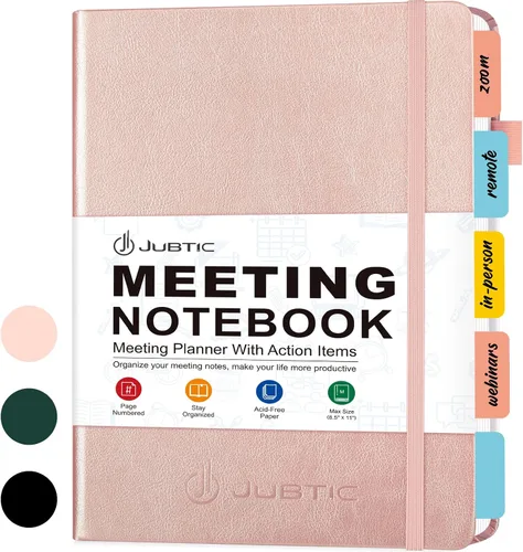 Vista 7 de JUBTIC Cuaderno de reuniones para el trabajo con artículos de acción, planificador de proyectos para oficina y negocios, toma de notas, suministros