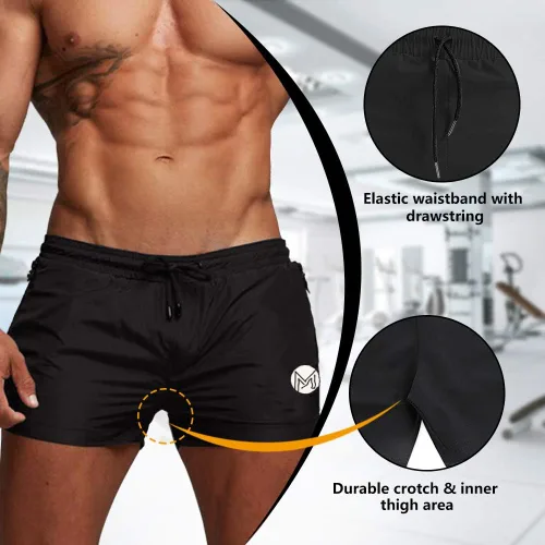 Vista 4 de MICOZIFY Pantalones cortos de entrenamiento de gimnasio para hombre, pantalones cortos de entrenamiento de 3 pulgadas, pantalones cortos de gimnasio