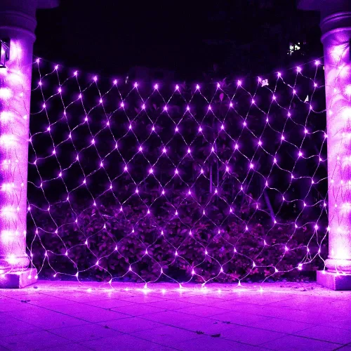 Vista 8 de Luces de Red de Navidad Rojas, 240 Luces LED de Malla para Árbol Exterior con Enchufe, Luces Colgantes de Cadena para Navidad, Halloween, Jardín Rojo