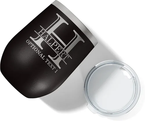 Vista 6 de Vaso de vino personalizado de 12 onzas (17 colores) de acero inoxidable recubierto de polvo con tapa, grabado personalizado, regalo personalizado