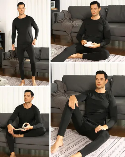 Vista 5 de ViCherub Thermal Underwear for Men Fleece Lined Long Johns Thermals Top and Bottom Set Base Layer for Cold Weather