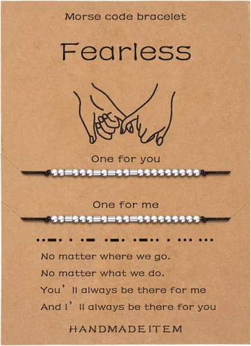 Vista 23 de SANNYRA Pulsera con código morse para mujer, pulseras a juego para 2 parejas, My Person Bestie Sister I Love You, mensaje secreto, amistad, pulsera