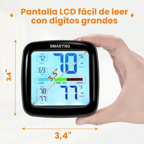 Vista 7 de SMARTRO SC42 higrómetro digital profesional, termómetro interior medidor de humedad ambiental y calibración de precisión profesional