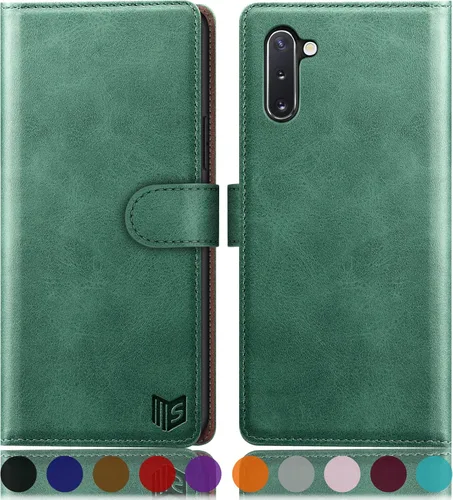 Vista 14 de SUANPOT Funda de piel tipo cartera para Samsung Galaxy Note 10 de 6.3 pulgadas con bloqueo RFID, soporte para tarjetas de crédito, libro de folio
