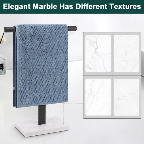 Vista 4 de Toallero de mano, soporte de toalla en forma de T para baño, barra de toallero de mano para aparador de cocina, acero inoxidable 304, base de mármol
