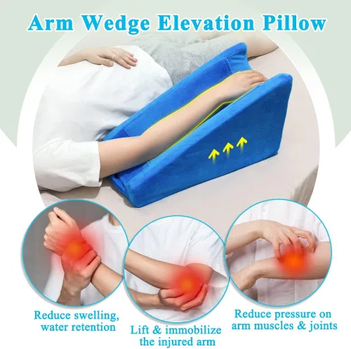 Vista 4 de Almohada de elevación de brazo con cuña para elevar el brazo después de la cirugía, almohada de muñeca rota, codo para dormir, almohada de apoyo