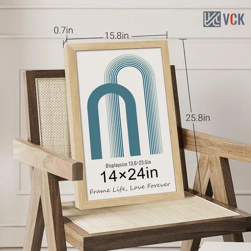 Vista 101 de VCK Marcos para póster de madera maciza de 22.375 x 34 pulgadas, marco de fotos A1 negro con montaje en pared, paquete de 3