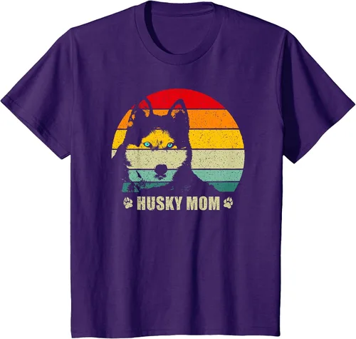 Vista 7 de Husky Mom Retro Dog Lover Mother Siberian Huskies Tee Women T-Shirt Asphalt Grey