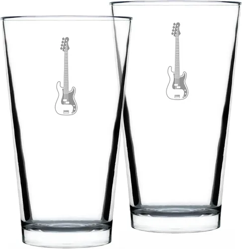 Vista 5 de Vaso de pinta de bajo eléctrico personalizado para cerveza, regalos de música para bajistas, profesores y accesorios musicales para músicos que
