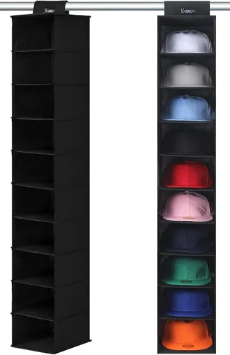 Vista 9 de VAESIDA Estante para Sombreros Colgante de 10 Estantes para Closet/Organizador para Almacenamiento - Mejor Soporte para Gorra de Béisbol, Gris