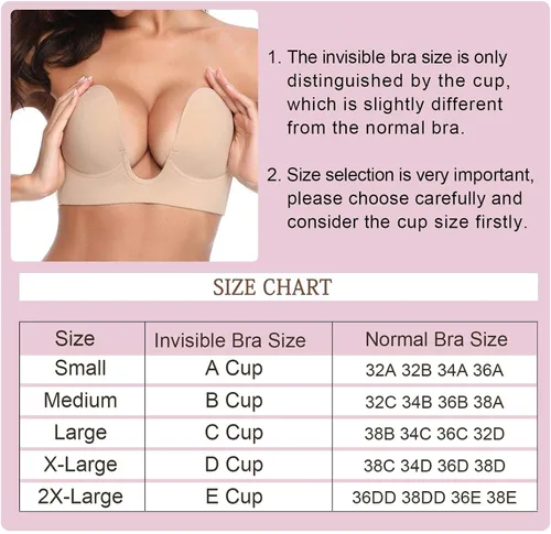Vista 7 de BRABIC Sujetador sin tirantes con efecto de realce adhesivo sin espalda y adhesivo invisible, con cubiertas para pezones