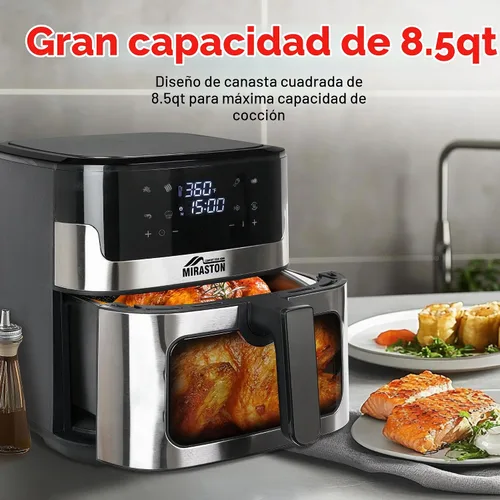 Vista 2 de Freidora de aire de 8.5 cuartos de galón, gran capacidad mejorada adecuada para 5-6 personas, pantalla táctil inteligente para un fácil