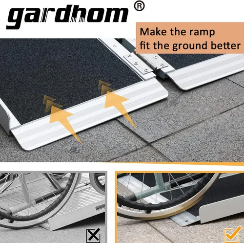 Vista 3 de gardhom Rampa Portátil para Silla de Ruedas de 2 Pies, Rampa Plegable Antideslizante de Aluminio para Discapacitados, Rampa para Silla de Ruedas