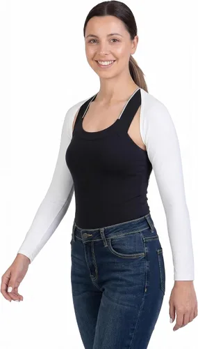 Vista 9 de OutdoorEssentials Mangas de brazo para mujer – Chal de golf UV con mangas – Bolero de entrenamiento – Medias de brazo para protección solar Negro