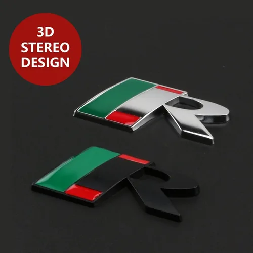 Vista 6 de R-Dynamic Sports Insignia 3D, Emblema Logo Adhesivo R-Sport R S para Carrocería Maletero Guardabarros Parrilla Delantera del Automóvil, Símbolo