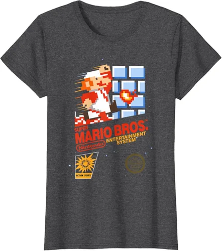Vista 4 de Super Mario Dashin - Camiseta gráfica de acción, ajuste clásico, cuello redondo, color negro