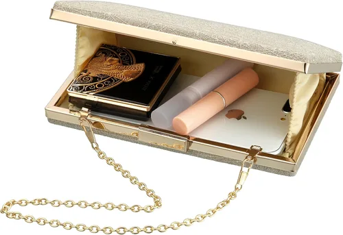 Vista 6 de Savatano Bolso de mano dorado para mujer, bolso de mano dorado, bolso cruzado de hombro, bolsa de boda, fiesta, novia, baile de graduación..