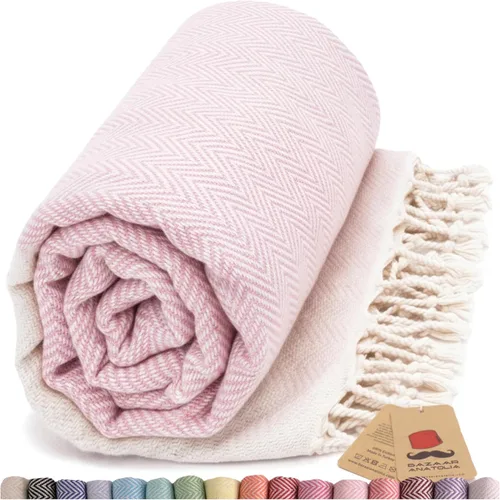 Vista 44 de Toalla de baño turca, 100% algodón, 71 x 39 pulgadas, beige arpa