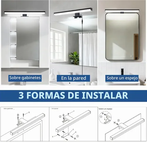 Vista 4 de Lámparas de baño enchufables de 15 pulgadas, barra de luces