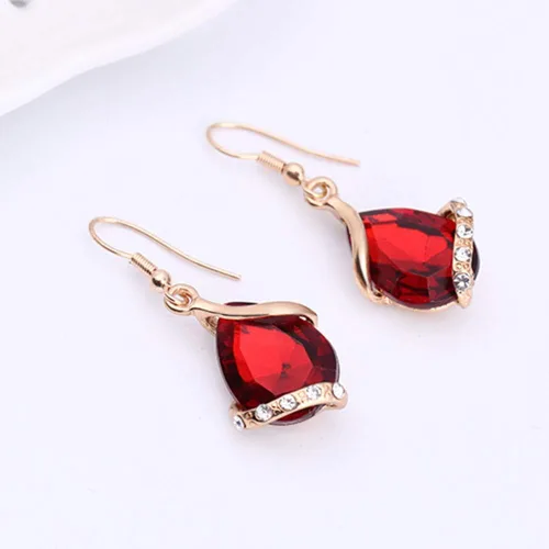 Vista 4 de Ezing Colgante de cristal de las mujeres chapado en oro collar de cadena pendiente conjunto de joyería