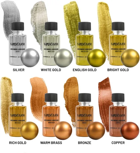 Vista 2 de KAMENSKAYA Pintura de Hoja de Oro Líquida - Pintura de Hoja de Oro Líquida de Secado Rápido de Base Alcohólica, Oro Brillante, 0.68 fl oz (20 ml)