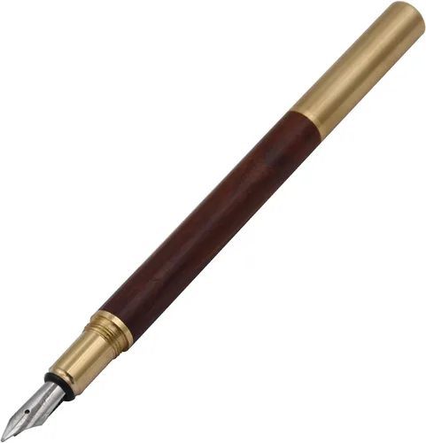 Vista 6 de Pluma estilográfica de madera hecha a mano, párrafo corto (4.528 in), bolígrafo de viaje de bolsillo, bolígrafo de negocios, pluma de caligrafía