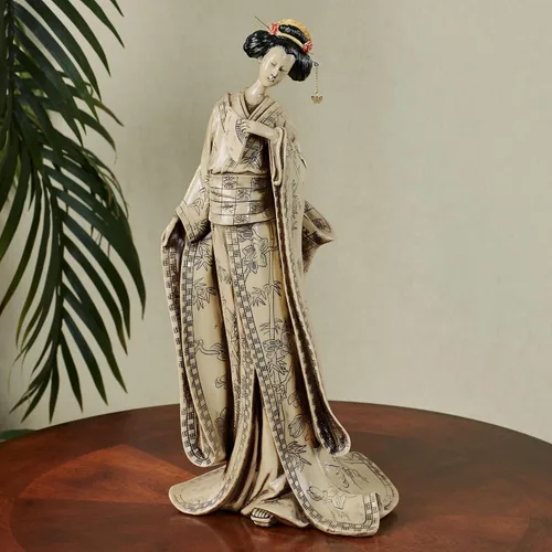 Vista 2 de Touch of Class Miyoko Beauty Geisha - Escultura de mesa – Resina – Beige, negro y rojo – Dama japonesa para dormitorio, sala de estar, comedor
