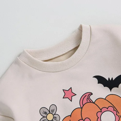 Vista 60 de Ropa de Halloween para bebé niña, sudadera con estampado de calabaza, mameluco de burbujas, lindo traje de Acción de Gracias de otoño