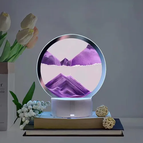Vista 8 de Lámpara de mesa de pintura de arena USB, luz nocturna, paisaje dinámico natural 3D, arte creativo, arena, regalos decorativos para el hogar, mesita