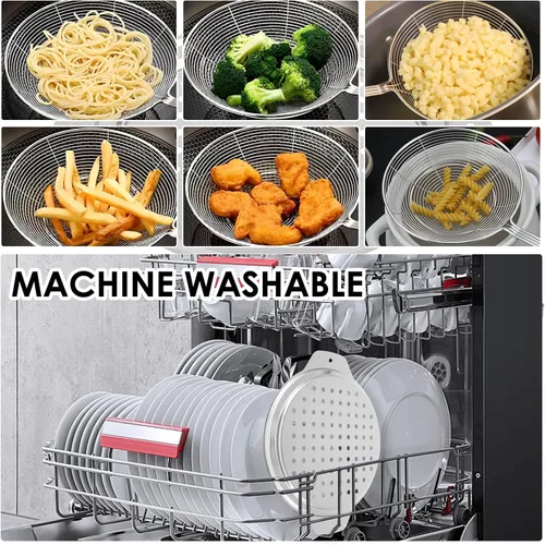 Vista 5 de Spaetzle Maker - Tapa con raspador alemán Spaetzle Dumpling Egg Noodle Maker Tapa de acero inoxidable Spider Colador Skimmer