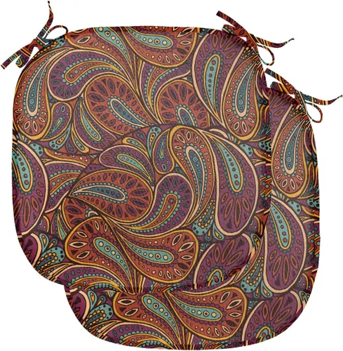 Vista 100 de Lunarable Cojín de asiento para silla de café, siluetas de taza de café expreso con frijoles fuente de cafeína, ilustración de bebidas gourmet
