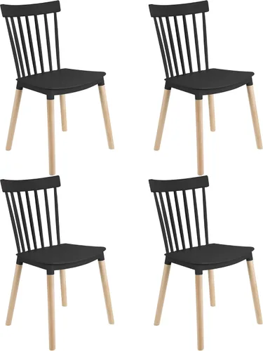 Vista 19 de DSW - Sillas de comedor de plástico modernas sin brazos con patas de madera para estar, dormitorio, cocina, comedor, sala de espera, restaurantes