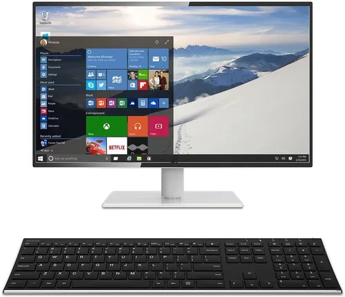 Vista 7 de Arteck - Teclado inalámbrico de acero inoxidable ultra delgado de 2,4 G, tamaño completo con teclado numérico