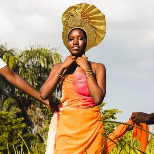 Vista 6 de Diadema de lujo nigeriana Aso Oke, tocados africanos para mujeres, diademas para cabeza, turbante, gorro de gel automático, pañuelo para fiesta