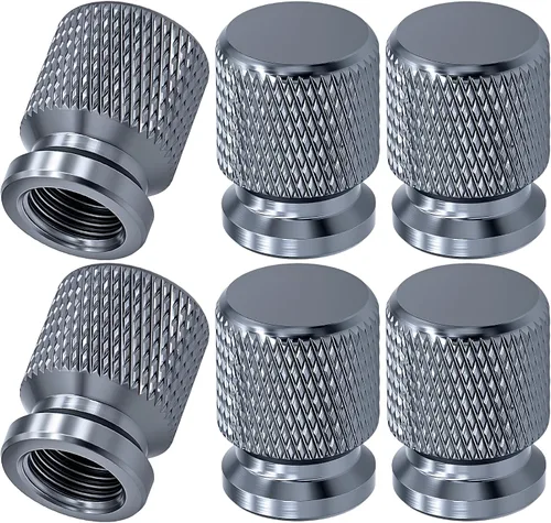 Vista 79 de 4 piezas de tapas de válvula de neumático con estilo púas, cubiertas de válvula de neumático universales de aleación de aluminio a prueba de polvo