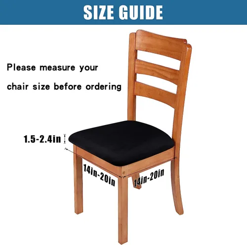 Vista 2 de Juego de 6 fundas de terciopelo para sillas de comedor, fundas elásticas para asiento de silla de comedor, fundas extraíbles y lavables, protectores