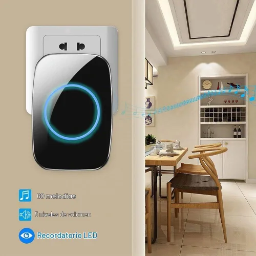 Vista 4 de FullHouse - Kit de timbre inalámbrico e impermeable para puerta, distingue las puertas delanteras y traseras, alcance de más de 1000 pies y 60