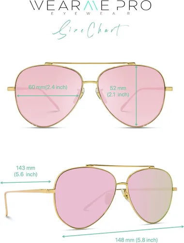 Vista 8 de WearMe Pro Gafas de sol de aviador con marco de metal con espejo