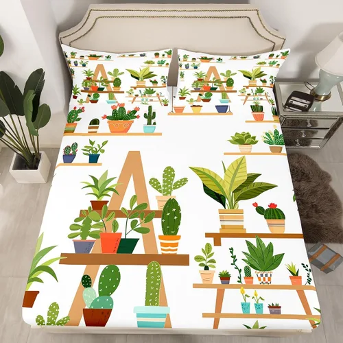 Vista 7 de Manfei Sábana bajera ajustable de flor de durazno, tamaño individual, funda de cama de gnomo de primavera con 1 funda de almohada, juego de ropa