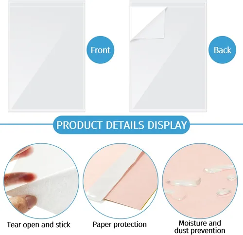 Vista 9 de 100 bolsillos autoadhesivos para exhibición, fundas de papel de 8.5 x 11 pulgadas para comunicación de pared y puerta, protectores de hojas
