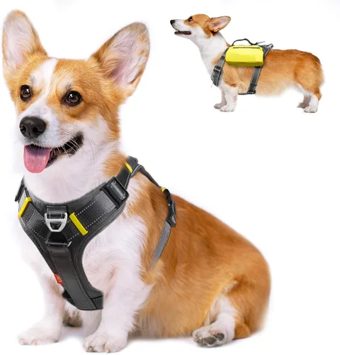 Vista 9 de Fida - Arnés resistente para perro, pechera para viaje, campamento o senderismo. Para perro pequeño, mediano y grande, con 2 bolsillos laterales