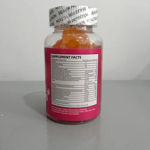 Vista 3 de 60 gomitas de fibra con sabor a naranja natural para el bienestar de las mujeres