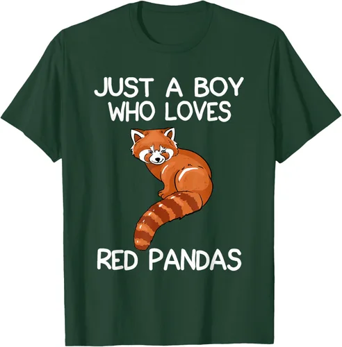 Vista 89 de Just A Boy Who Loves Red Pandas Gift - Camiseta con diseño de panda roja, Negro, S