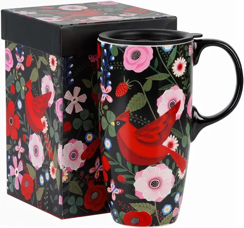 Vista 12 de Topadorn - Taza de viaje de cerámica de 17 onzas con tapa, taza de café de mariposa azul con cita inspiradora, taza de viaje de cerámica grande