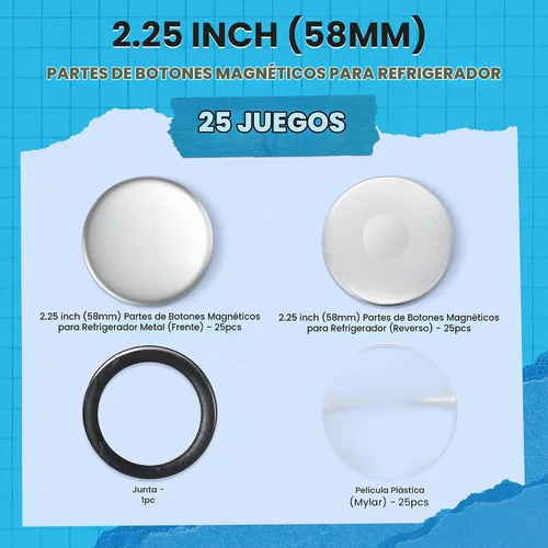 Vista 2 de Nice2Have 25 juegos de botones magnéticos para nevera de 2.25 pulgadas (2.283 in) – Suministros para máquina de botones